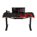 ULTRADESK Herný stôl FORCE - červený, 166x70 cm, 76.5 cm, s XXL podložkou pod myš, držiak slúchadiel aj nápojov, RGB podsvietenie