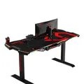 ULTRADESK Herný stôl FORCE - červený, 166x70 cm, 76.5 cm, s XXL podložkou pod myš, držiak slúchadiel aj nápojov, RGB podsvietenie