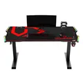 ULTRADESK Herný stôl FORCE - červený, 166x70 cm, 76.5 cm, s XXL podložkou pod myš, držiak slúchadiel aj nápojov, RGB podsvietenie