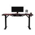 ULTRADESK Herný stôl FORCE - červený, 166x70 cm, 76.5 cm, s XXL podložkou pod myš, držiak slúchadiel aj nápojov, RGB podsvietenie