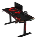 ULTRADESK Herný stôl FORCE - červený, 166x70 cm, 76.5 cm, s XXL podložkou pod myš, držiak slúchadiel aj nápojov, RGB podsvietenie