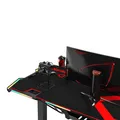 ULTRADESK Herný stôl FORCE - červený, 166x70 cm, 76.5 cm, s XXL podložkou pod myš, držiak slúchadiel aj nápojov, RGB podsvietenie