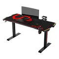 ULTRADESK Herný stôl FORCE - červený, 166x70 cm, 76.5 cm, s XXL podložkou pod myš, držiak slúchadiel aj nápojov, RGB podsvietenie