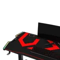 ULTRADESK Herný stôl FORCE - červený, 166x70 cm, 76.5 cm, s XXL podložkou pod myš, držiak slúchadiel aj nápojov, RGB podsvietenie