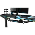 ULTRADESK Herný stôl FORCE - modrý, 166x70 cm, 76.5 cm, s XXL podložkou pod myš, držiak slúchadiel aj nápojov, RGB podsvietenie