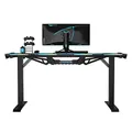 ULTRADESK Herný stôl FORCE - modrý, 166x70 cm, 76.5 cm, s XXL podložkou pod myš, držiak slúchadiel aj nápojov, RGB podsvietenie