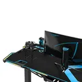 ULTRADESK Herný stôl FORCE - modrý, 166x70 cm, 76.5 cm, s XXL podložkou pod myš, držiak slúchadiel aj nápojov, RGB podsvietenie
