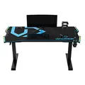 ULTRADESK Herný stôl FORCE - modrý, 166x70 cm, 76.5 cm, s XXL podložkou pod myš, držiak slúchadiel aj nápojov, RGB podsvietenie