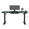 ULTRADESK Herný stôl FORCE - modrý, 166x70 cm, 76.5 cm, s XXL podložkou pod myš, držiak slúchadiel aj nápojov, RGB podsvietenie