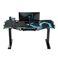 ULTRADESK Herný stôl FORCE - modrý, 166x70 cm, 76.5 cm, s XXL podložkou pod myš, držiak slúchadiel aj nápojov, RGB podsvietenie