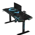 ULTRADESK Herný stôl FORCE - modrý, 166x70 cm, 76.5 cm, s XXL podložkou pod myš, držiak slúchadiel aj nápojov, RGB podsvietenie