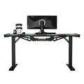 ULTRADESK Herný stôl FORCE - šedý, 166x70 cm, 76.5 cm, s XXL podložkou pod myš, držiak slúchadiel aj nápojov, RGB podsvietenie
