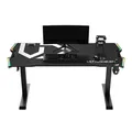 ULTRADESK Herný stôl FORCE - šedý, 166x70 cm, 76.5 cm, s XXL podložkou pod myš, držiak slúchadiel aj nápojov, RGB podsvietenie