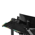 ULTRADESK Herný stôl FORCE - šedý, 166x70 cm, 76.5 cm, s XXL podložkou pod myš, držiak slúchadiel aj nápojov, RGB podsvietenie