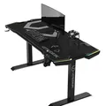 ULTRADESK Herný stôl FORCE - šedý, 166x70 cm, 76.5 cm, s XXL podložkou pod myš, držiak slúchadiel aj nápojov, RGB podsvietenie