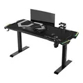 ULTRADESK Herný stôl FORCE - šedý, 166x70 cm, 76.5 cm, s XXL podložkou pod myš, držiak slúchadiel aj nápojov, RGB podsvietenie