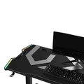 ULTRADESK Herný stôl FORCE - šedý, 166x70 cm, 76.5 cm, s XXL podložkou pod myš, držiak slúchadiel aj nápojov, RGB podsvietenie