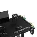 ULTRADESK Herný stôl FORCE - šedý, 166x70 cm, 76.5 cm, s XXL podložkou pod myš, držiak slúchadiel aj nápojov, RGB podsvietenie