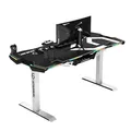 ULTRADESK Herný stôl FORCE SNOW - biely, 166x70 cm, 76.5 cm, s XXL podložkou pod myš, držiak slúchadiel aj nápojov, RGB podsvieten