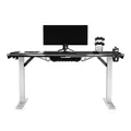 ULTRADESK Herný stôl FORCE SNOW - biely, 166x70 cm, 76.5 cm, s XXL podložkou pod myš, držiak slúchadiel aj nápojov, RGB podsvieten