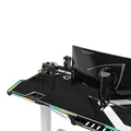 ULTRADESK Herný stôl FORCE SNOW - biely, 166x70 cm, 76.5 cm, s XXL podložkou pod myš, držiak slúchadiel aj nápojov, RGB podsvieten