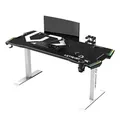 ULTRADESK Herný stôl FORCE SNOW - biely, 166x70 cm, 76.5 cm, s XXL podložkou pod myš, držiak slúchadiel aj nápojov, RGB podsvieten