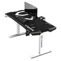 ULTRADESK Herný stôl FORCE SNOW - biely, 166x70 cm, 76.5 cm, s XXL podložkou pod myš, držiak slúchadiel aj nápojov, RGB podsvieten