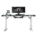 ULTRADESK Herný stôl FORCE SNOW - biely, 166x70 cm, 76.5 cm, s XXL podložkou pod myš, držiak slúchadiel aj nápojov, RGB podsvieten