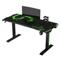 ULTRADESK Herný stôl FORCE - zelený, 166x70 cm, 76.5 cm, s XXL podložkou pod myš, držiak slúchadiel aj nápojov, RGB podsvietenie