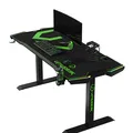 ULTRADESK Herný stôl FORCE - zelený, 166x70 cm, 76.5 cm, s XXL podložkou pod myš, držiak slúchadiel aj nápojov, RGB podsvietenie