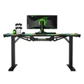ULTRADESK Herný stôl FORCE - zelený, 166x70 cm, 76.5 cm, s XXL podložkou pod myš, držiak slúchadiel aj nápojov, RGB podsvietenie