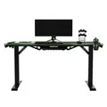 ULTRADESK Herný stôl FORCE - zelený, 166x70 cm, 76.5 cm, s XXL podložkou pod myš, držiak slúchadiel aj nápojov, RGB podsvietenie