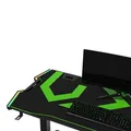 ULTRADESK Herný stôl FORCE - zelený, 166x70 cm, 76.5 cm, s XXL podložkou pod myš, držiak slúchadiel aj nápojov, RGB podsvietenie