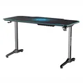 ULTRADESK Herný stôl FRAG - BLUE, 140x66 cm, 76 cm, s XXL podložkou pod myš, s ultradesk BEAM, držiak slúchadiel aj nápojov