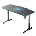 ULTRADESK Herný stôl FRAG - BLUE, 140x66 cm, 76 cm, s XXL podložkou pod myš, s ultradesk BEAM, držiak slúchadiel aj nápojov