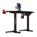 ULTRADESK Herný stôl FRAG - GRAPHITE, 140x66 cm, 76 cm, s XXL podložkou pod myš, s ultradesk BEAM, držiak slúchadiel aj nápojov