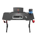 ULTRADESK Herný stôl FRAG - GRAPHITE, 140x66 cm, 76 cm, s XXL podložkou pod myš, s ultradesk BEAM, držiak slúchadiel aj nápojov