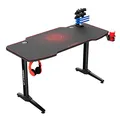 ULTRADESK Herný stôl FRAG - RED, 140x66 cm, 76 cm, s XXL podložkou pod myš, s ultradesk BEAM, držiak slúchadiel aj nápojov
