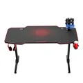 ULTRADESK Herný stôl FRAG - RED, 140x66 cm, 76 cm, s XXL podložkou pod myš, s ultradesk BEAM, držiak slúchadiel aj nápojov