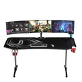 ULTRADESK Herný stôl FRAG XXL BLACK, 160 x 75 cm, 75 cm, držiak nápojov a slúchadiel, stojan BEAM, s celoplošnou XXL podložkou pod