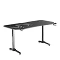 ULTRADESK Herný stôl FRAG XXL BLACK, 160 x 75 cm, 75 cm, držiak nápojov a slúchadiel, stojan BEAM, s celoplošnou XXL podložkou pod