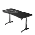 ULTRADESK Herný stôl FRAG XXL BLACK, 160 x 75 cm, 75 cm, držiak nápojov a slúchadiel, stojan BEAM, s celoplošnou XXL podložkou pod