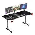 ULTRADESK Herný stôl FRAG XXL BLACK, 160 x 75 cm, 75 cm, držiak nápojov a slúchadiel, stojan BEAM, s celoplošnou XXL podložkou pod