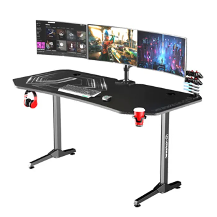 Hlavný obrázok produktu ULTRADESK Herní stůl FRAG XXL BLACK, 160 x 75 cm, 75 cm, držák nápojů a sluchátek, stojan