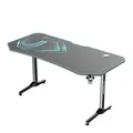 ULTRADESK Herný stôl FRAG XXL BLUE, 160 x 75 cm, 75 cm, držiak nápojov a slúchadiel, stojan BEAM, s celoplošnou XXL podložkou pod 
