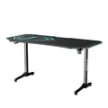 ULTRADESK Herný stôl FRAG XXL BLUE, 160 x 75 cm, 75 cm, držiak nápojov a slúchadiel, stojan BEAM, s celoplošnou XXL podložkou pod 