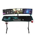 ULTRADESK Herný stôl FRAG XXL BLUE, 160 x 75 cm, 75 cm, držiak nápojov a slúchadiel, stojan BEAM, s celoplošnou XXL podložkou pod 
