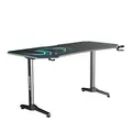 ULTRADESK Herný stôl FRAG XXL BLUE, 160 x 75 cm, 75 cm, držiak nápojov a slúchadiel, stojan BEAM, s celoplošnou XXL podložkou pod 