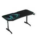 ULTRADESK Herný stôl FRAG XXL BLUE, 160 x 75 cm, 75 cm, držiak nápojov a slúchadiel, stojan BEAM, s celoplošnou XXL podložkou pod 
