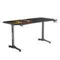 ULTRADESK Herný stôl FRAG XXL GOLD, 160 x 75 cm, 75 cm, držiak nápojov a slúchadiel, stojan BEAM, s celoplošnou XXL podložkou pod 